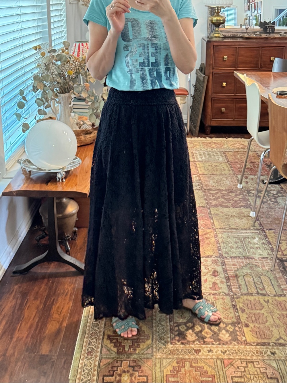 Abercrombie & Fitch Women's Black Lace Maxi Skirt Elegant Layered Lace Size S
